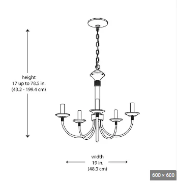 Project Source Fallsbrook 5-Light Dark Oil-Rubbed Bronze Chandelier, 22.44-in W x 16.54-in H - Image 8
