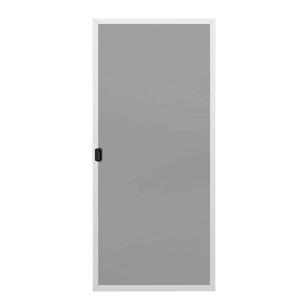 36 in. x 80 in. White Painted Steel Reversible French Patio Door Screen