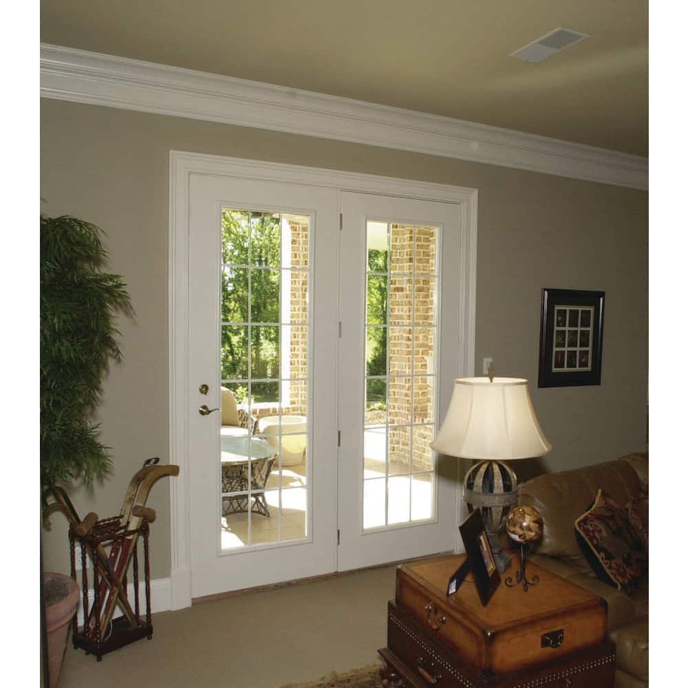 36 in. x 80 in. White Painted Steel Reversible French Patio Door Screen - Image 2