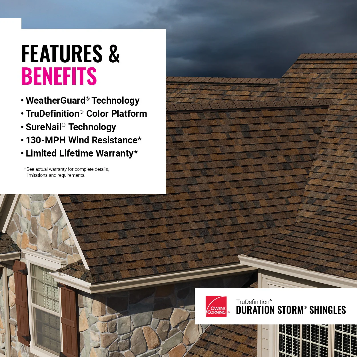 Owens Corning TruDefinition Duration STORM Architectural Roof Shingles, Onyx Black, 32.8-sq ft per Bundle - Image 19