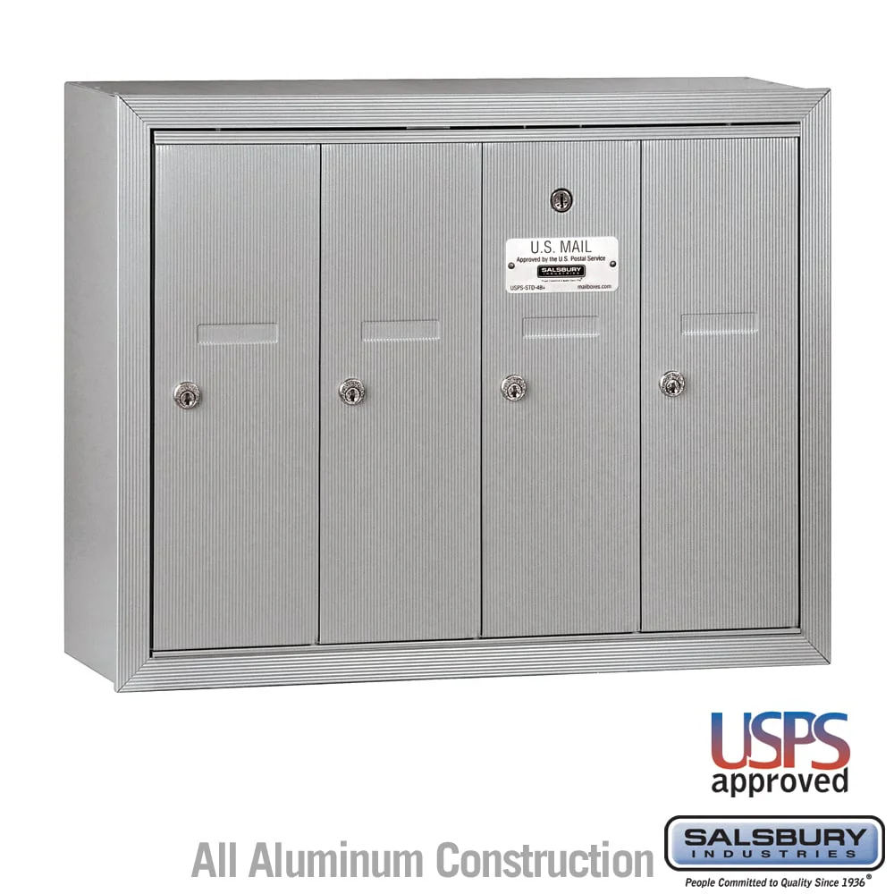 4-Door Aluminum Vertical Mailbox - Surface Mounted - USPS Access