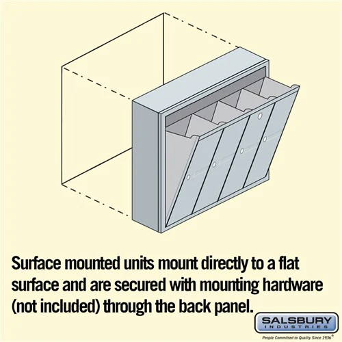 4-Door Aluminum Vertical Mailbox - Surface Mounted - USPS Access - Image 5