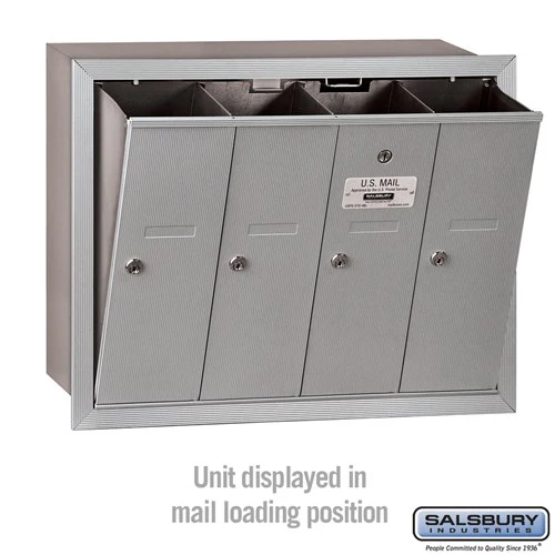 4-Door Aluminum Vertical Mailbox with Private Access and Recessed Mounting - Image 3
