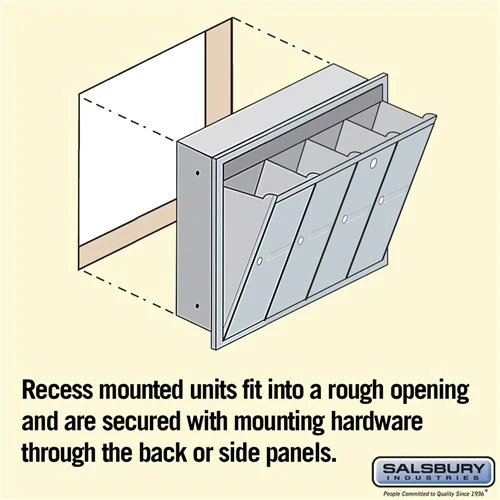 4-Door Aluminum Vertical Mailbox with Private Access and Recessed Mounting - Image 5