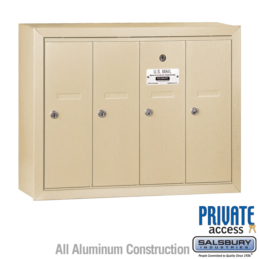 4-Door Sandstone Vertical Mailbox with Master Commercial Lock