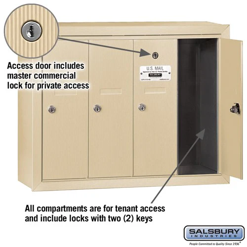 4-Door Sandstone Vertical Mailbox with Master Commercial Lock - Image 2