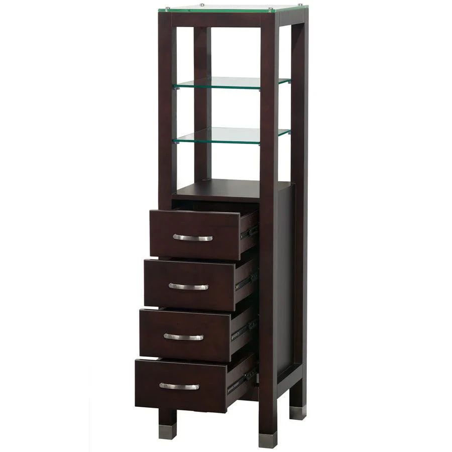 Wyndham Collection Daytona 16.25-in W x 59.5-in H x 16-in D Espresso Oak Freestanding Linen Cabinet