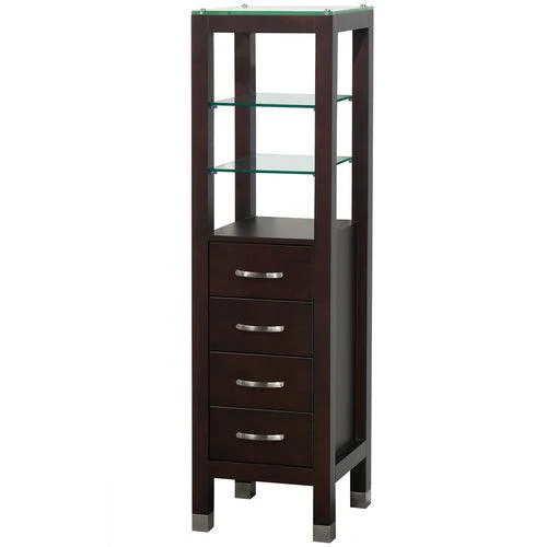 Wyndham Collection Daytona 16.25-in W x 59.5-in H x 16-in D Espresso Oak Freestanding Linen Cabinet - Image 2