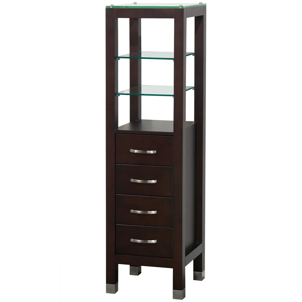 Wyndham Collection Daytona 16.25-in W x 59.5-in H x 16-in D Espresso Oak Freestanding Linen Cabinet - Image 3