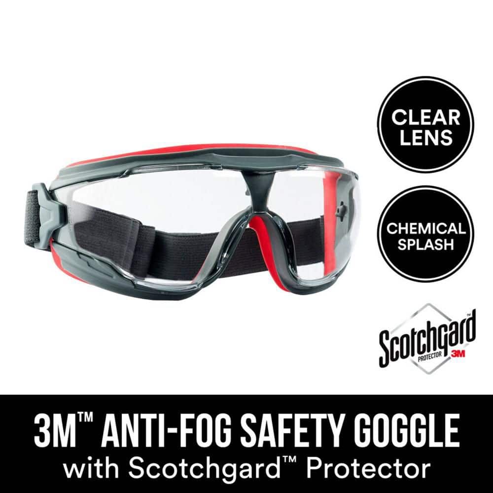 3M Scotchgard Plastic Anti-Fog Safety Goggles, Clear Lens, Gray/Red – 47212H1-VDC-PS - Image 4