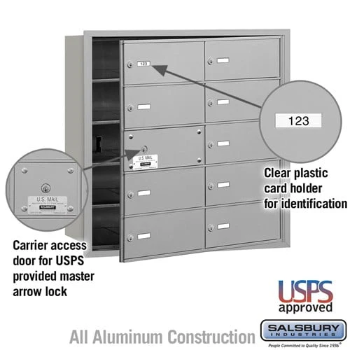 4B+ Horizontal Mailbox with 10 B Doors - Rear Loading - USPS Approved - Image 4