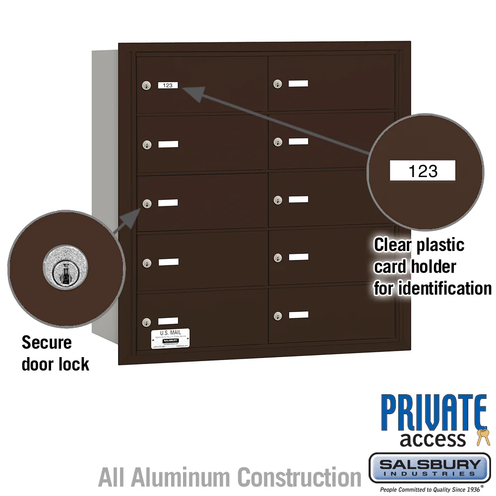 4B+ Horizontal Mailbox with 10 B Doors, Bronze, Rear Loading, Private Access - Image 2