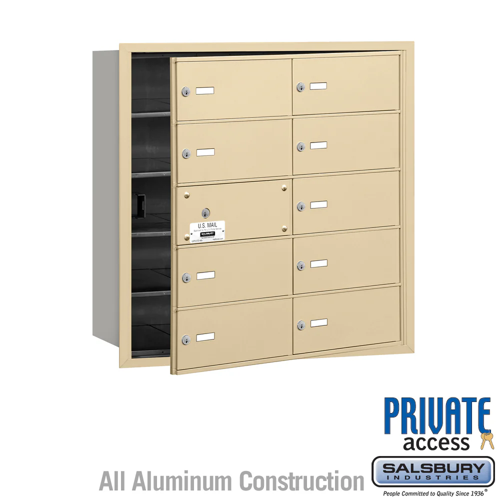 4B+ Horizontal Mailbox with 10 B Doors - Sandstone - Front Loading - Private Access