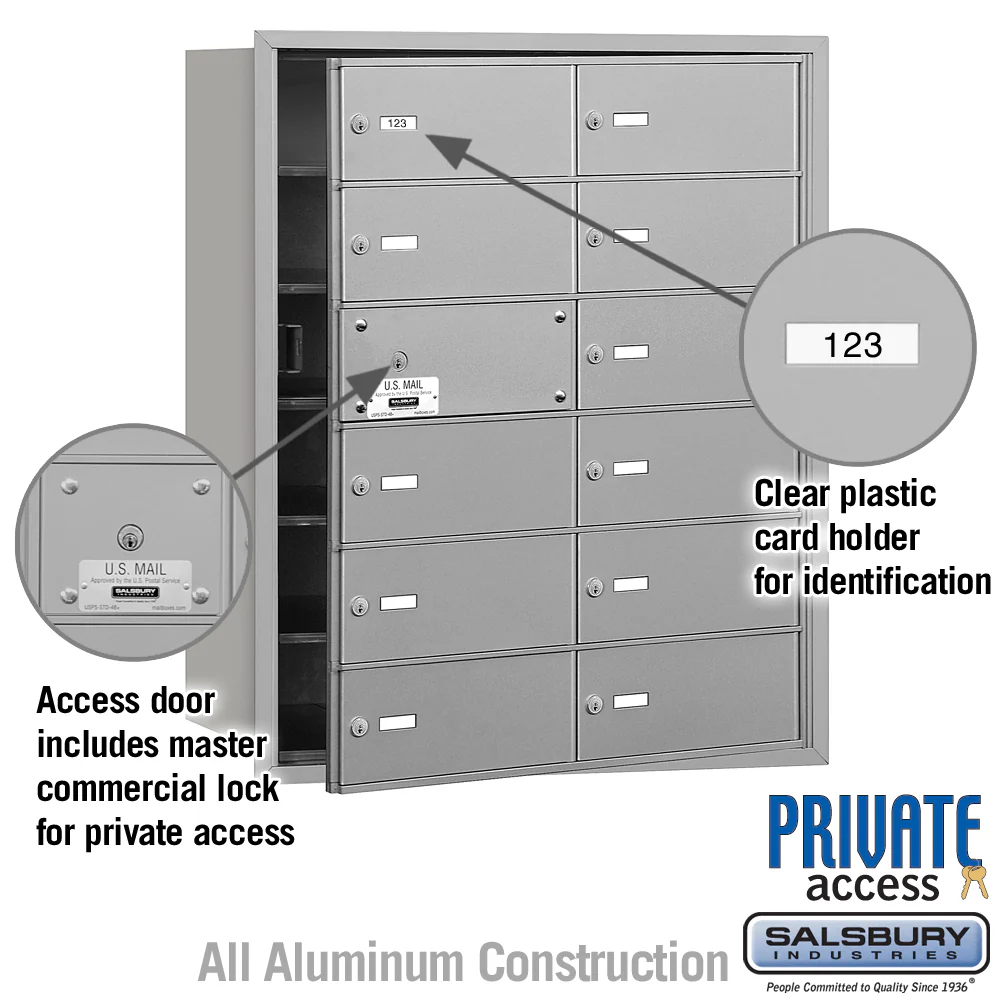4B+ Horizontal Mailbox with 14 B Doors and Master Lock - Aluminum - Front Loading - Private Access - Image 5