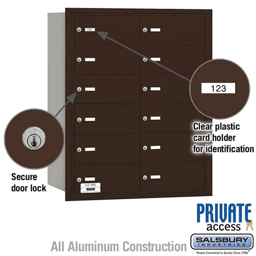 4B+ Horizontal Mailbox with 12 B Doors - Bronze - Rear Loading - Private Access - Image 2