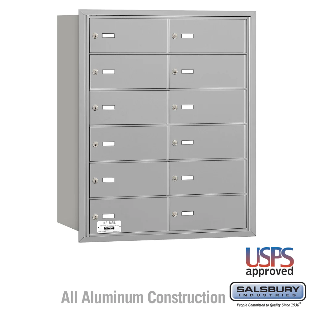 4B+ Horizontal Mailbox with 12 B Doors - Rear Loading - USPS Approved