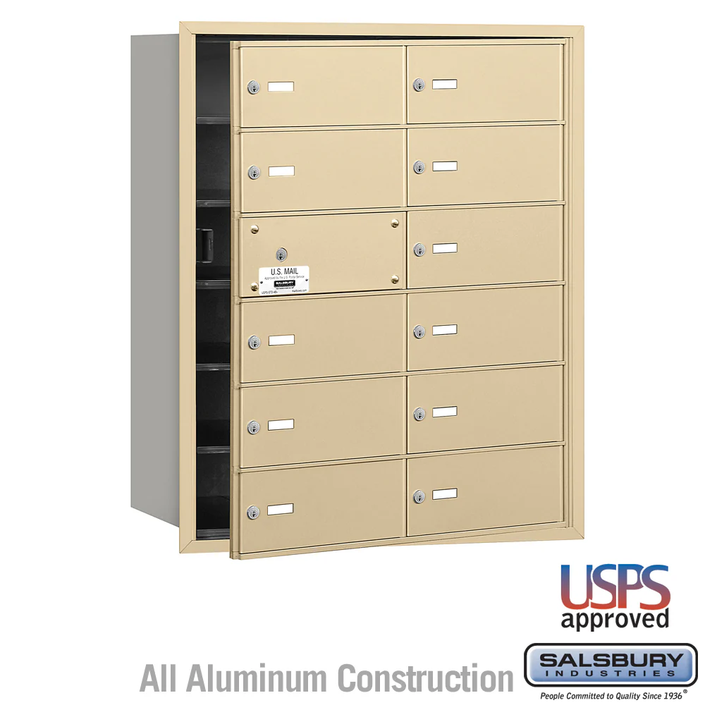 4B+ Horizontal Mailbox with 12 B Doors - Rear Loading - Sandstone - Image 3