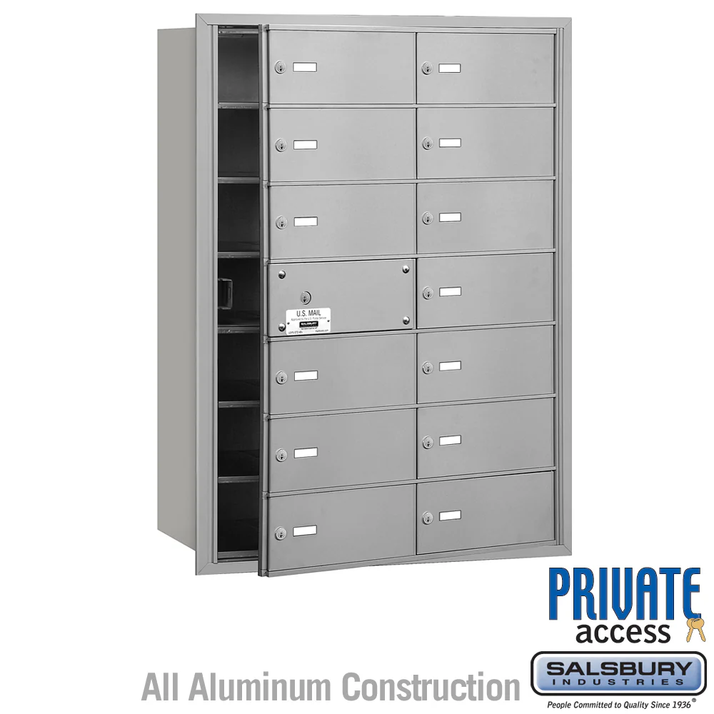 4B+ Horizontal Mailbox with 14 B Doors and Master Lock - Aluminum - Front Loading - Private Access