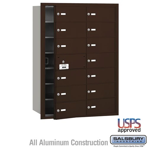 4B+ Horizontal Mailbox with 14 B Doors - Bronze - Front Loading - USPS Approved
