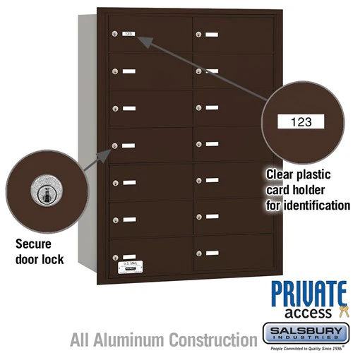 4B+ Horizontal Mailbox with 14 B Doors, Bronze, Rear Loading, Private Access - Image 2