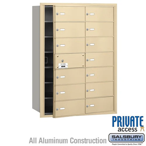 4B+ Horizontal Mailbox with 14 B Doors - Sandstone - Front Loading - Private Access