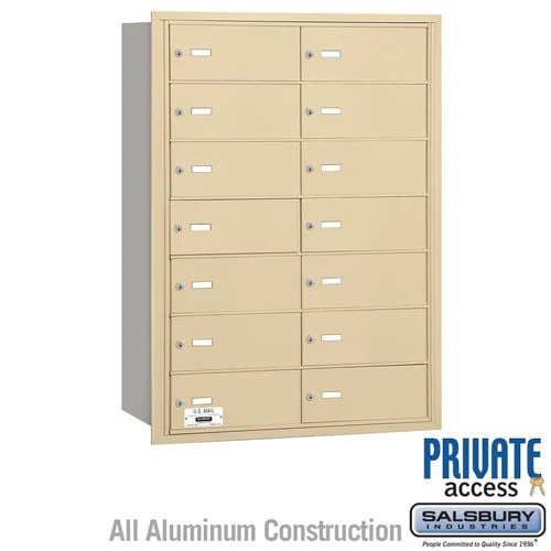 4B+ Horizontal Mailbox with 14 B Doors - Sandstone - Rear Loading - Private Access