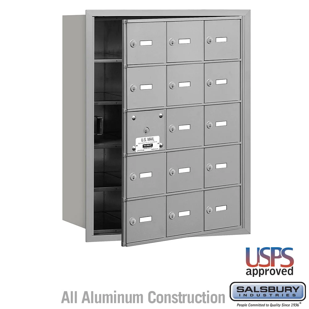 4B+ Horizontal Mailbox with 14 Usable Doors - Aluminum - Front Loading - USPS Approved