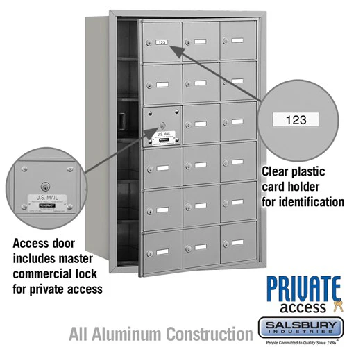 4B+ Horizontal Mailbox with 18 A Doors, Aluminum, Front Loading, Private Access - Image 2