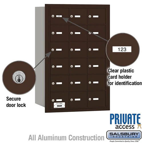 4B+ Horizontal Mailbox with 18 A Doors, Bronze, Rear Loading, Private Access - Image 2