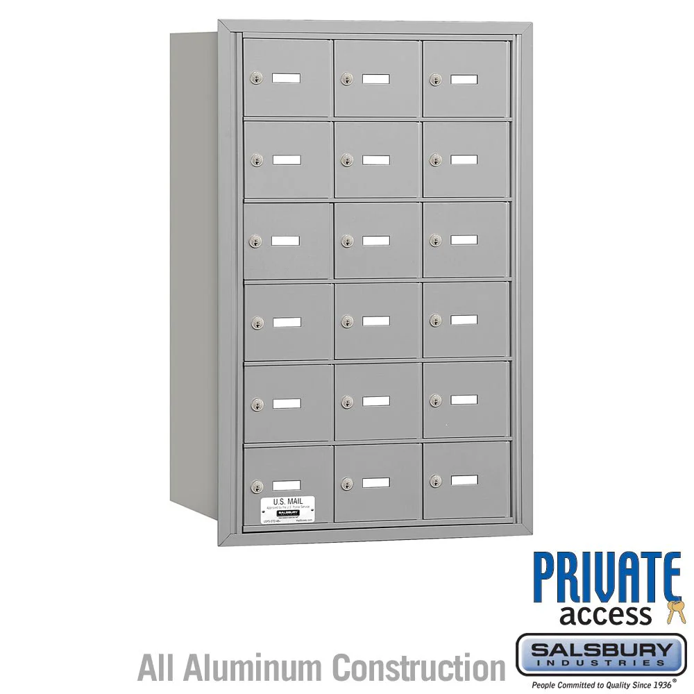 4B+ Horizontal Mailbox with 18 A Doors, Rear Loading, Aluminum Construction
