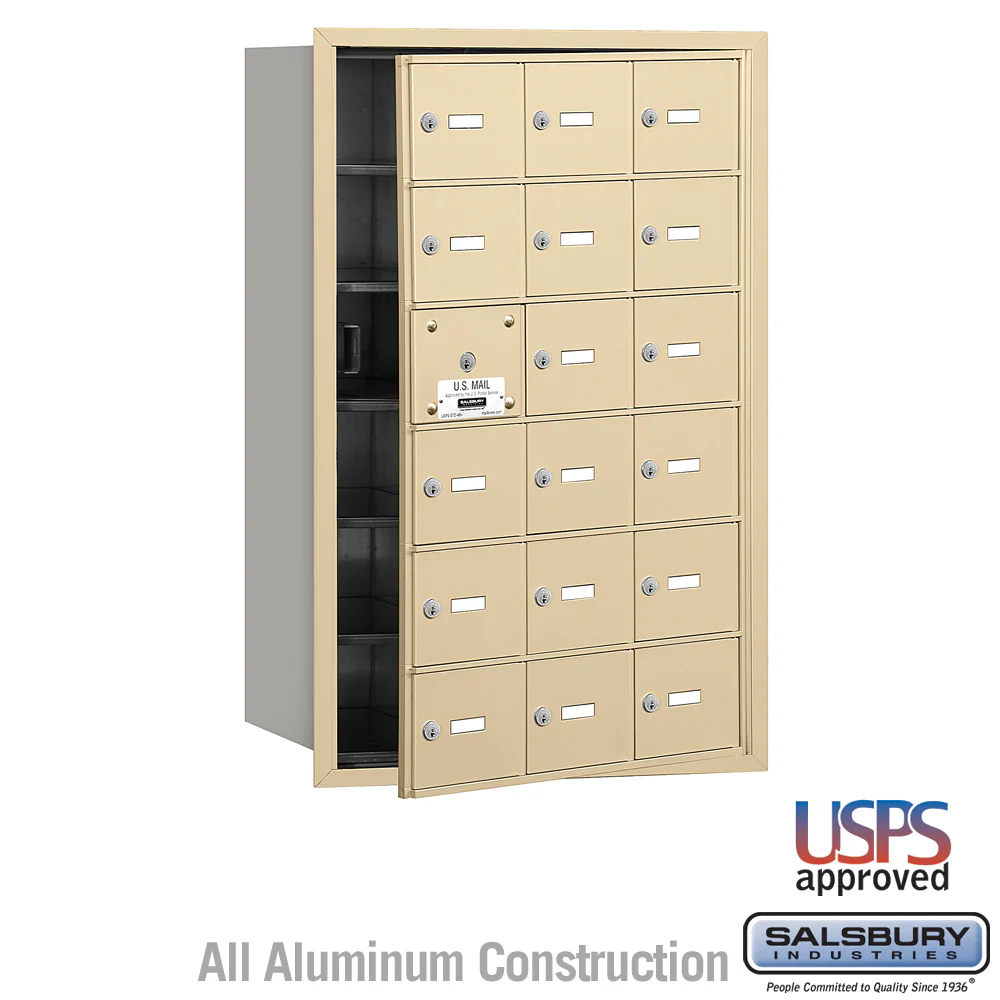 4B+ Horizontal Mailbox with 18 A Doors - Sandstone - Front Loading - USPS Access