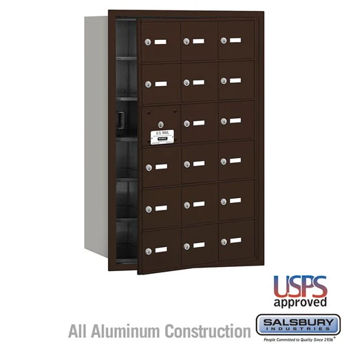 4B+ Horizontal Mailbox with 18 Doors - Bronze - Front Loading - USPS Approved