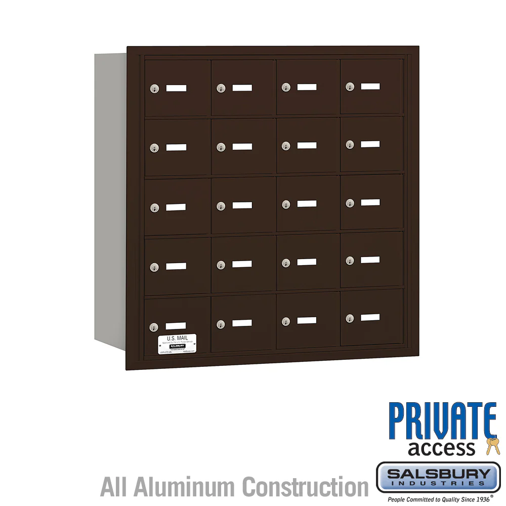4B+ Horizontal Mailbox with 20 A Doors - Bronze - Rear Loading - Private Access