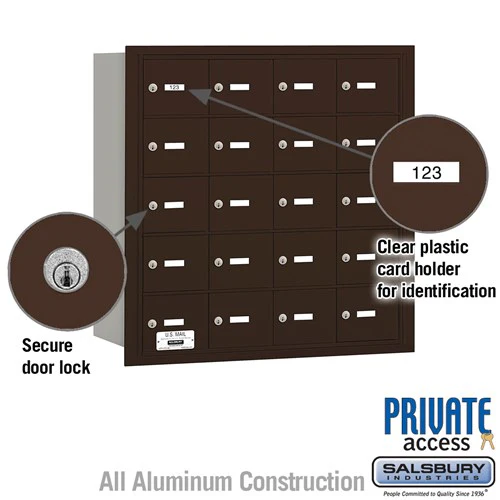 4B+ Horizontal Mailbox with 20 A Doors - Bronze - Rear Loading - Private Access - Image 2