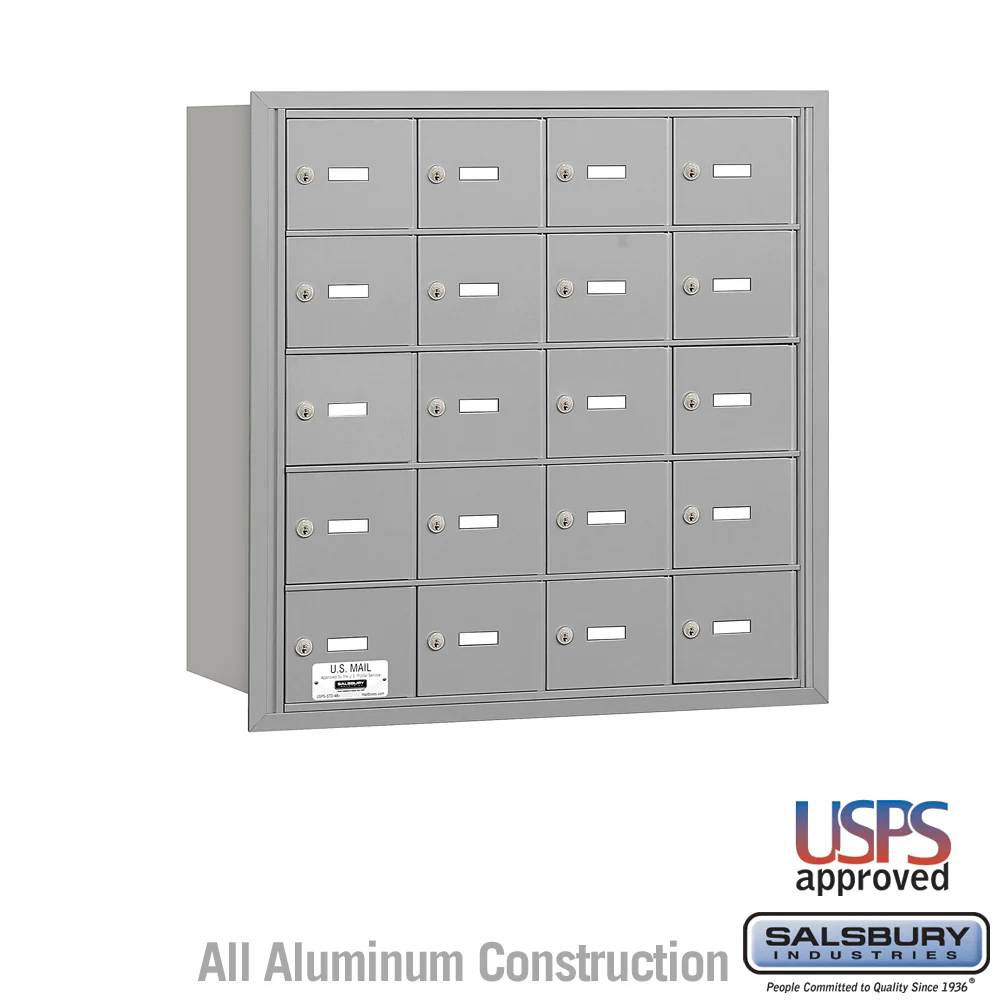 4B+ Horizontal Mailbox with 20 A Doors, Rear Loading, USPS Approved