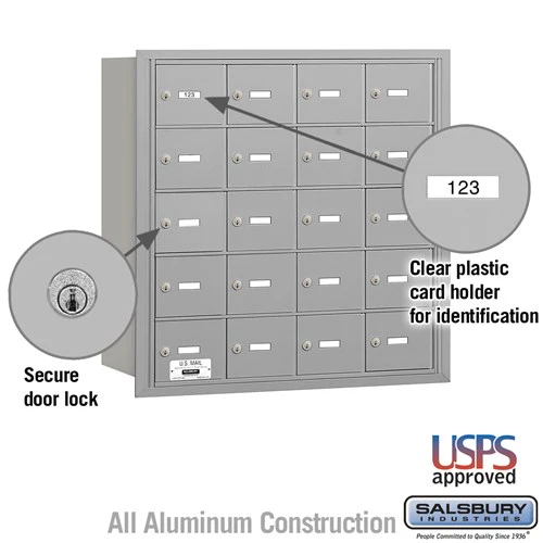 4B+ Horizontal Mailbox with 20 A Doors, Rear Loading, USPS Approved - Image 2