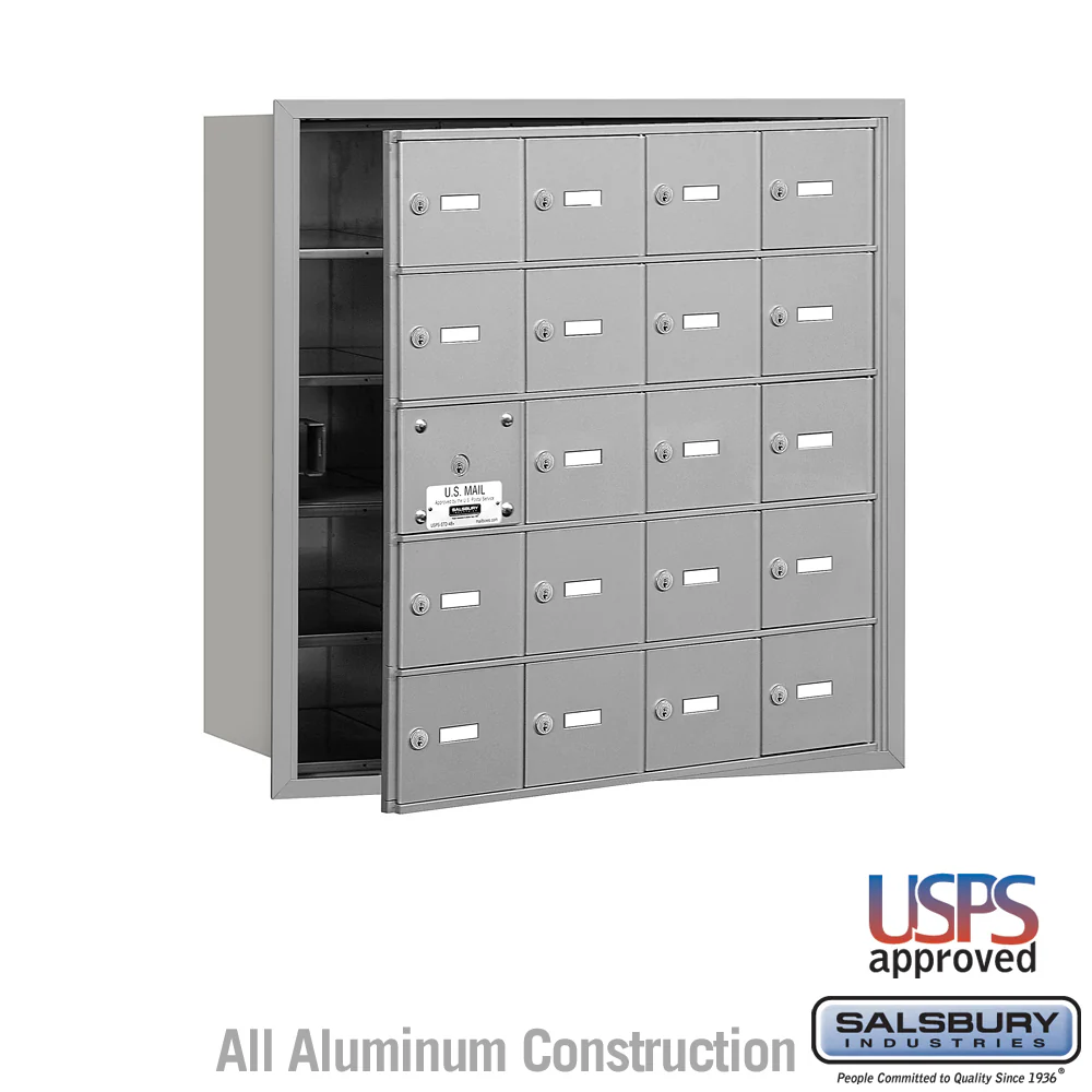 4B+ Horizontal Mailbox with 20 Doors - Aluminum - Front Loading - USPS Approved