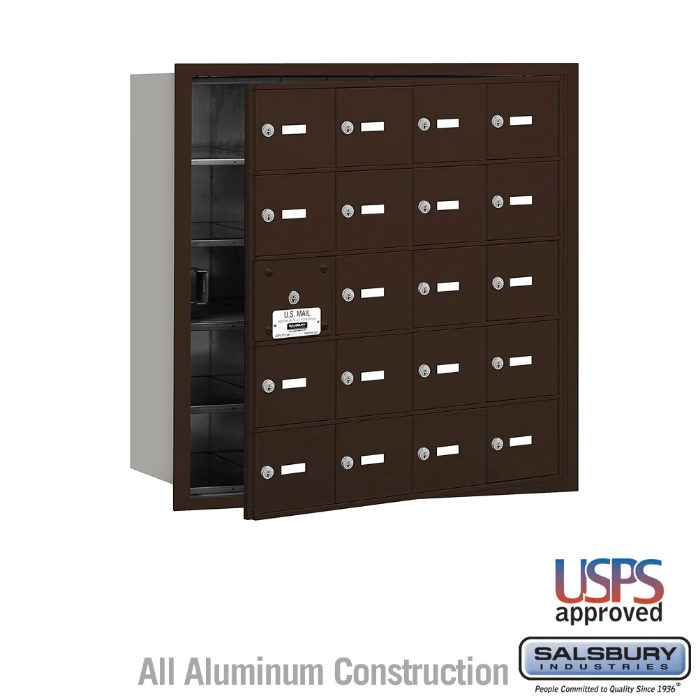 4B+ Horizontal Mailbox with 20 Doors - Bronze - Front Loading - USPS Approved