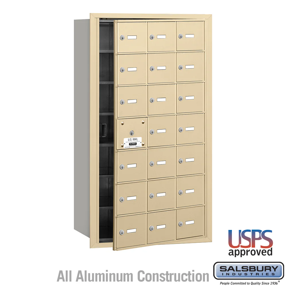 4B+ Horizontal Mailbox with 20 Usable Doors - Sandstone - Front Loading - USPS Approved