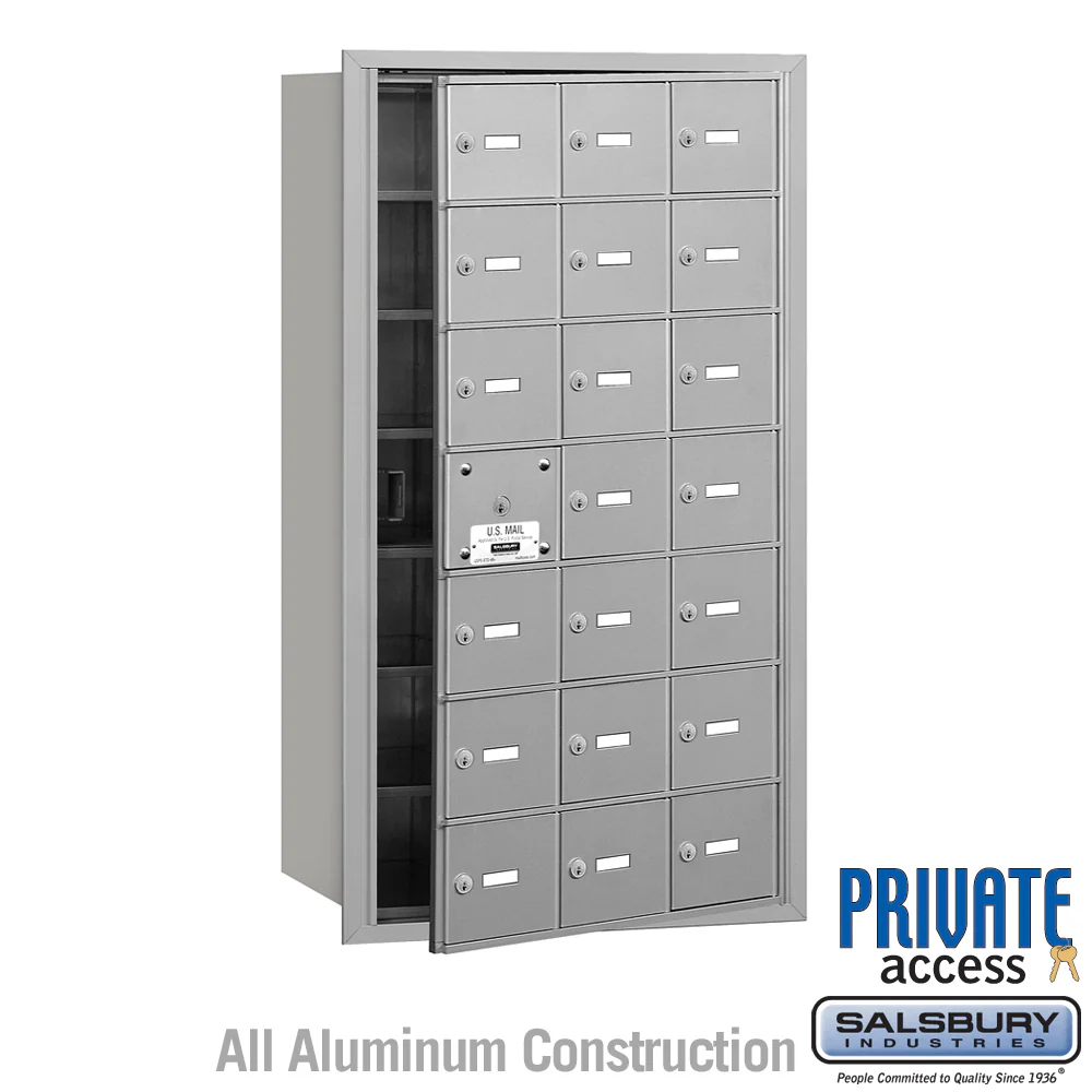 4B+ Horizontal Mailbox with 21 A Doors, Aluminum, Front Loading, Private Access
