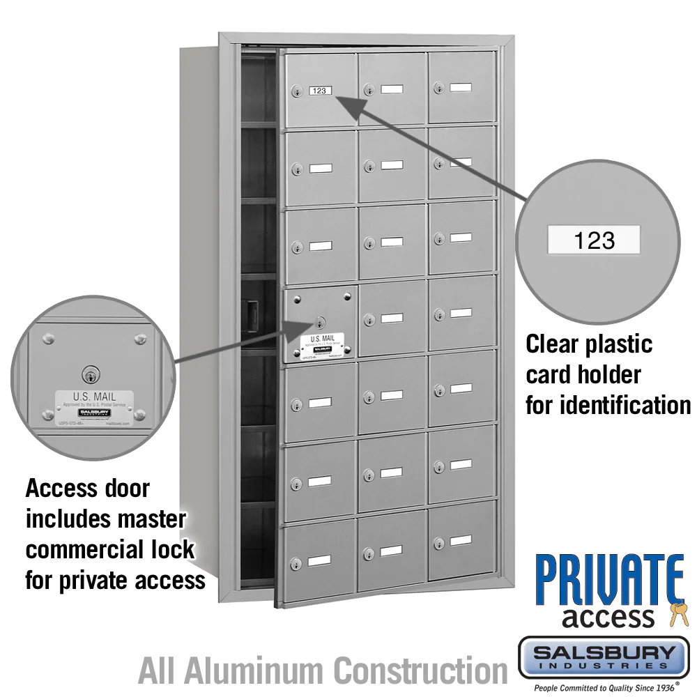 4B+ Horizontal Mailbox with 21 A Doors, Aluminum, Front Loading, Private Access - Image 2
