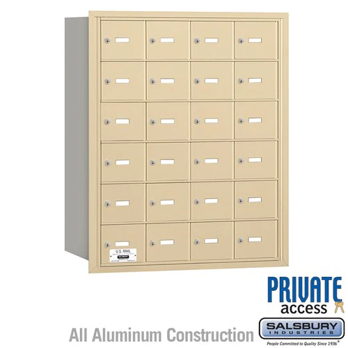 4B+ Horizontal Mailbox with 24 Doors - Sandstone - Rear Loading - Private Access