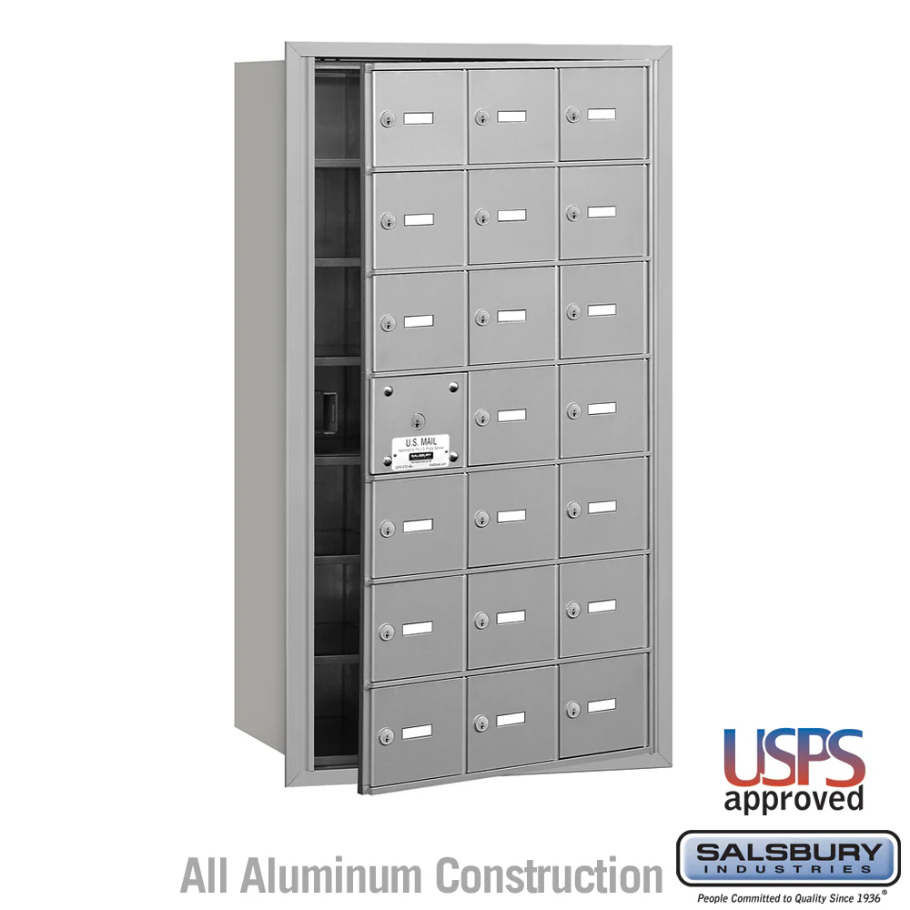 4B+ Horizontal Mailbox with 21 Doors - Aluminum - Front Loading - USPS Approved