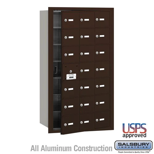 4B+ Horizontal Mailbox with 21 Doors - Bronze - Front Loading - USPS Approved
