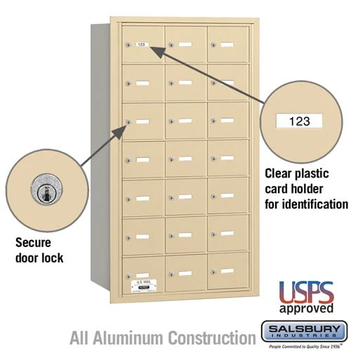 4B+ Horizontal Mailbox with 21 Doors - Sandstone - Rear Loading - USPS Approved - Image 2