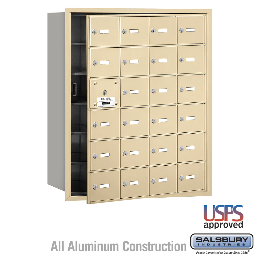 4B+ Horizontal Mailbox with 23 Usable Doors - Sandstone - Front Loading - USPS Approved