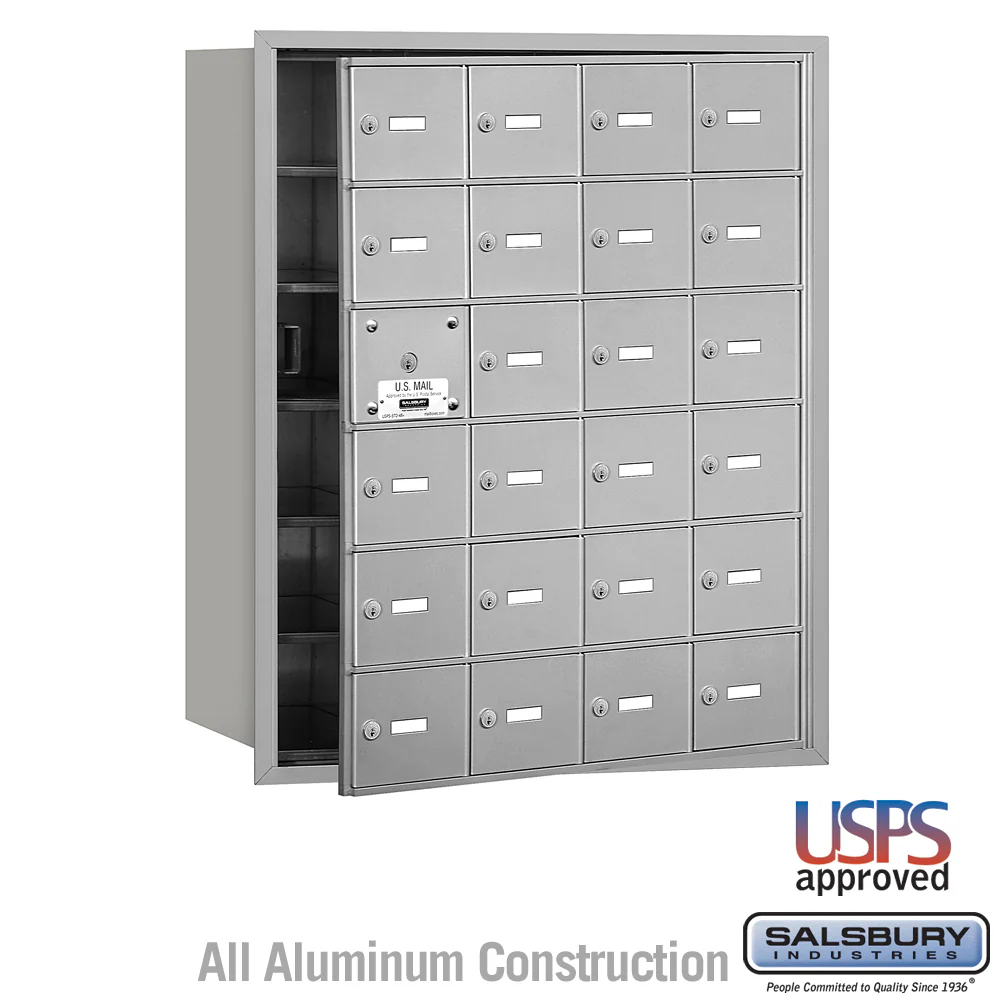 4B+ Horizontal Mailbox with 24 Doors - Aluminum - Front Loading - USPS Approved