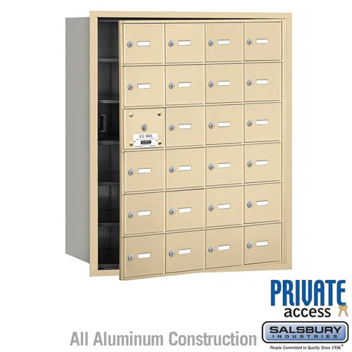 4B+ Horizontal Mailbox with 24 Doors - Sandstone - Front Loading - Private Access