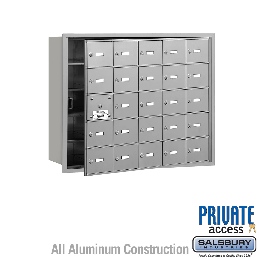4B+ Horizontal Mailbox with 25 A Doors, Aluminum, Front Loading, Private Access