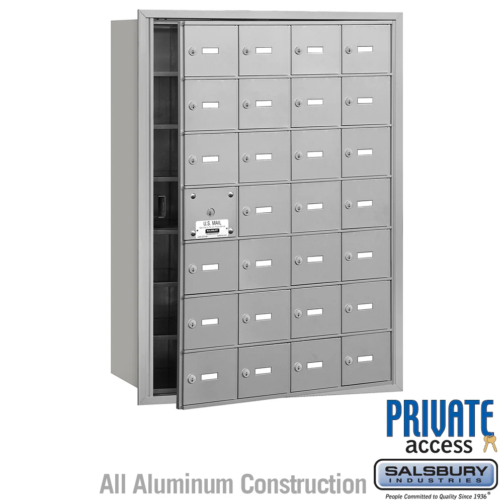 4B+ Horizontal Mailbox with 28 A Doors, Aluminum, Front Loading, Private Access
